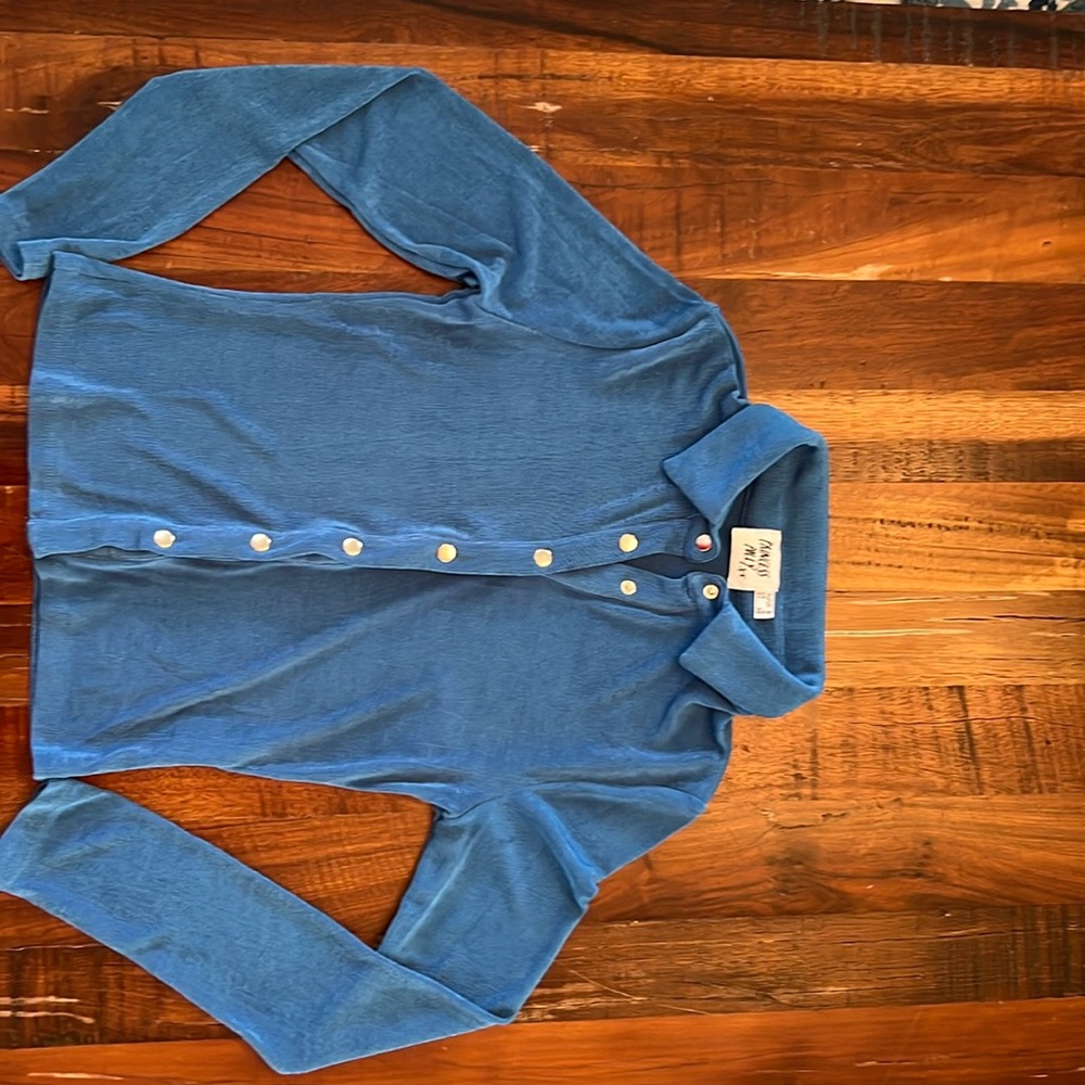 Princess Polly teal blue button up shirt